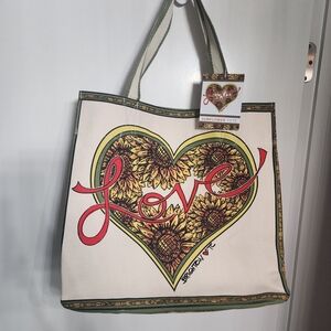 Brighton Love Sunflower Heart Tote - Cream and Red